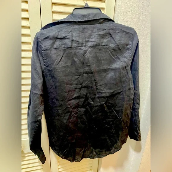 Lauren Ralph Lauren 100% Black Linen Shirt - Picture 6 of 8